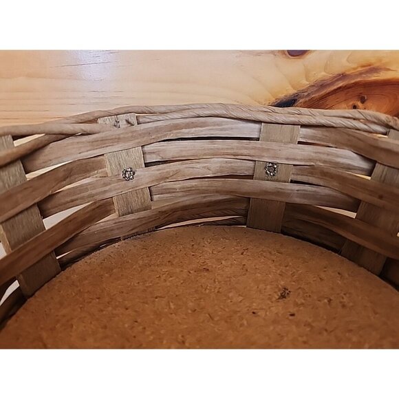 Vintage Pyrex Casserole Dish Holder Wicker Round Basket Leather Handles - Picture 9 of 9